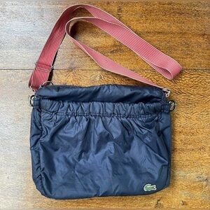 Lacoste Navy Crossbody Bag with red strap